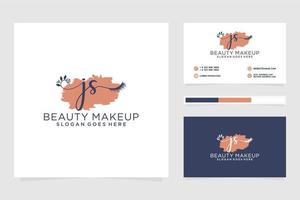 Initial JS Feminine logo collections and business card templat Premium Vector