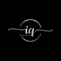 Initial IQ feminine logo collections template. handwriting logo of initial signature, wedding, fashion, jewerly, boutique, floral and botanical with creative template for any company or business. vector