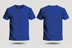 Mockup of a blank royal blue tshirt front and back isolated on white background. photo