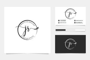 Initial JR Feminine logo collections and business card templat Premium Vector