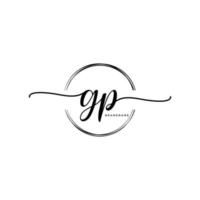 Initial GP feminine logo collections template. handwriting logo of initial signature, wedding, fashion, jewerly, boutique, floral and botanical with creative template for any company or business. vector