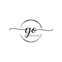 Initial GO feminine logo collections template. handwriting logo of initial signature, wedding, fashion, jewerly, boutique, floral and botanical with creative template for any company or business. vector