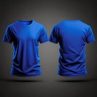 Mockup of a blank royal blue tshirt front and back isolated on white background. photo