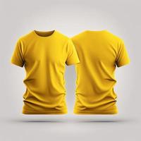 Bosquejo de un blanco real amarillo camiseta frente y espalda aislado en blanco antecedentes. foto