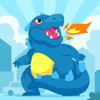 Cute Dinosaurus Breathing Fire vector