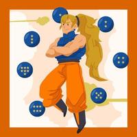 A Flying Blond Hair Hero with Balls Concept vector