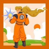 A Super Blond Hair Hero with Sphere Skill Concept vector