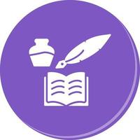 icono de vector de pluma y libro único