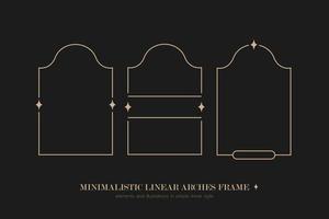 Minimalistic linear arches frame, elements and illustrations in simple linear style vector