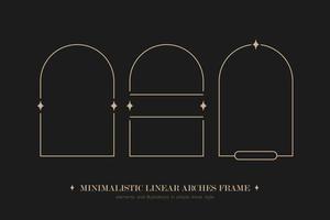Minimalistic linear arches frame, elements and illustrations in simple linear style vector