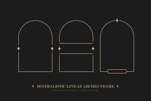 Minimalistic linear arches frame, elements and illustrations in simple linear style vector