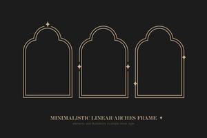 Minimalistic linear arches frame, elements and illustrations in simple linear style vector
