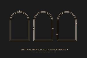 Minimalistic linear arches frame, elements and illustrations in simple linear style vector