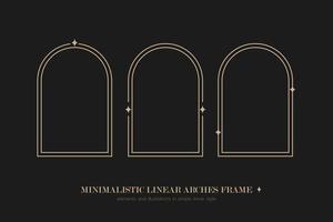 Minimalistic linear arches frame, elements and illustrations in simple linear style vector