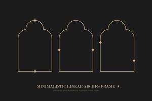 Minimalistic linear arches frame, elements and illustrations in simple linear style vector