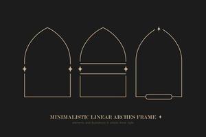 Minimalistic linear arches frame, elements and illustrations in simple linear style vector