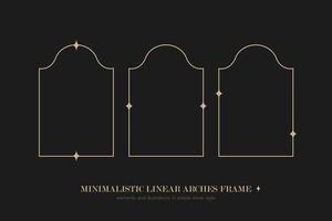 Minimalistic linear arches frame, elements and illustrations in simple linear style vector