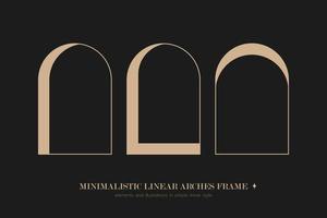 Minimalistic linear arches frame, elements and illustrations in simple linear style vector