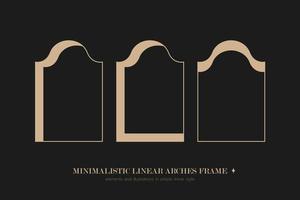 Minimalistic linear arches frame, elements and illustrations in simple linear style vector