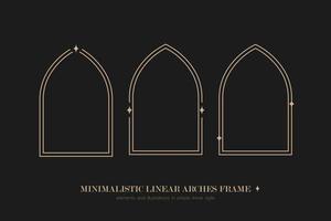 Minimalistic linear arches frame, elements and illustrations in simple linear style vector