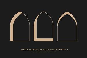 Minimalistic linear arches frame, elements and illustrations in simple linear style vector