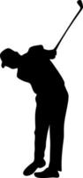 golfista vector silueta Arte ilustración en de moda plano estilo aislado en blanco antecedentes. símbolo para sitio web diseño, logo, aplicación, ui vector ilustración,