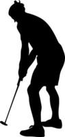 golfista vector silueta Arte ilustración en de moda plano estilo aislado en blanco antecedentes. símbolo para sitio web diseño, logo, aplicación, ui vector ilustración,