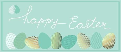 Happy Easter greeting banner with fancy eggs and handwriting vector