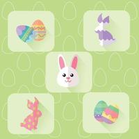 Bright set of Easter symbols in flat style vector