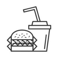 rápido comida icono. hamburguesa, francés papas fritas y suave bebida vaso, símbolos de calle alimento. vector