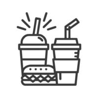 rápido comida icono. hamburguesa, francés papas fritas y suave bebida vaso, símbolos de calle alimento. vector