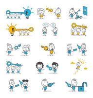 Stick figures. Key to success, business opportunity or solution concept. vector