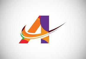 Polygonal low poly letter A with a swoosh logo. Modern vector logotype for business and company identity.