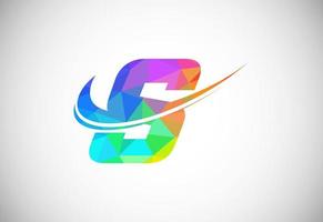 Polygonal low poly letter S with a swoosh logo. Modern vector logotype for business and company identity.