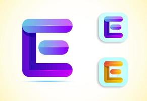 Abstract origami letter E logo design template. Flat style application icon. Vector illustration
