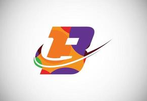 Polygonal low poly letter B with a swoosh logo. Modern vector logotype for business and company identity.