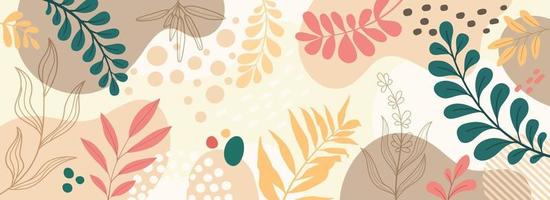 Design banner frame flower Spring background with beautiful. flower background for design. Colorful background with tropical plants. Place for your text. vector