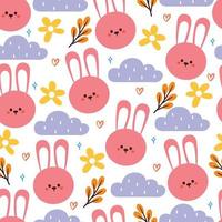 seamless pattern cartoon bunny and flower. cute animal wallpaper for textile, gift wrap paper vector