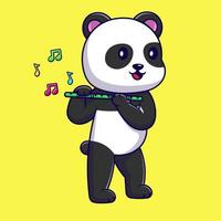 Cute Panda Playing Bamboo Flute Cartoon Vector Icons Illustration. Flat Cartoon Concept. Suitable for any creative project.