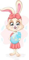 Easter egg and cute cartoon bunny vector