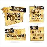 Collection of golden premium badge stickers and seals vector