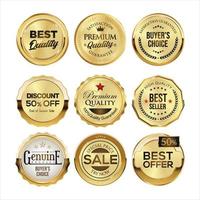 Collection of golden badges and labels retro style vector