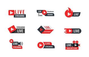 Set of Live Streaming Label Template vector