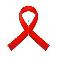 rojo SIDA conciencia cinta recuerda de el importancia de prevención, pruebas y tratamiento. para símbolo, emblema, icono de varios médico y Caritativo organizaciones, pancartas y volantes vector. vector