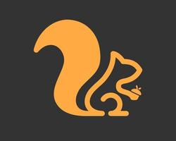 Squirrel Chipmunk Holding Acorn Nut Tail Flat Line Art Linear Minimalist Mascot Vector Logo Design