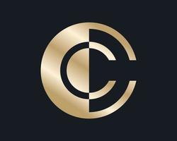 Letter C or CC Initials Gold Luxury Golden Classy Elegant Simple Minimal Icon Vector Logo Design