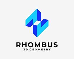 Rhombus Abstraction 3D Geometry Architecture Perspective Illusion Colorful Modern Vector Logo Design