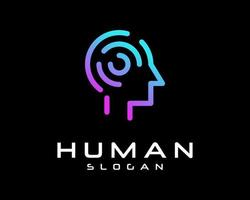 Human Head Tech Digital Innovation Futuristic Artificial Intelligence Analysis Vector Logo Design