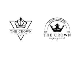plantilla de vector de diseño de logotipo abstracto de la reina real del logotipo de la corona vintage. icono de concepto de logotipo de símbolo geométrico.