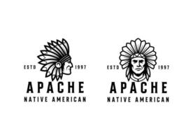 Native American Indian Chief head profile . Mascot sport team logo. vector